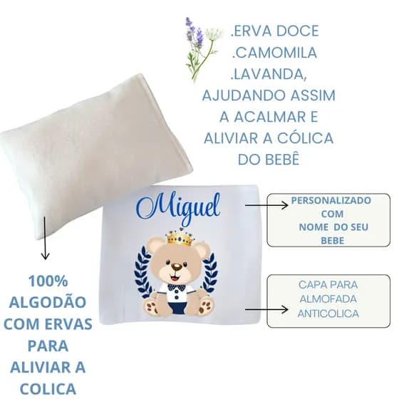 Almofada Térmica ANTICÓLICA para bebê / bolsa com ervas/ PERSONALIZADA com nome do bebê 100% algodão