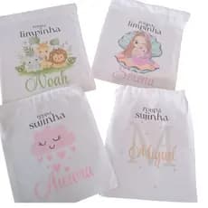 saquinho organizador escolar roupa suja personalizado com nome, kit saquinho roupa limpa,suja, sacolinhas personalizadas