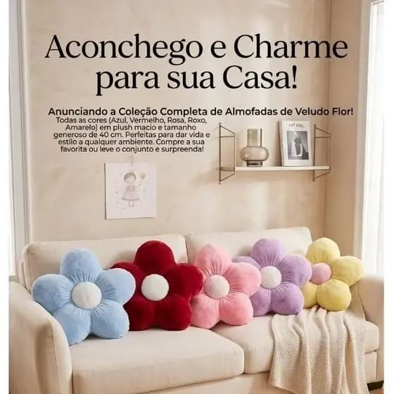 Almofada Margarida Decorativa de Pelúcia para Quarto de Bebê, Sofá ou Sala