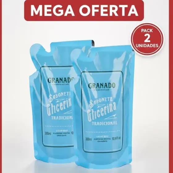Kit 2 Refil Sabonete Líquido Granado Glicerina 300ml – Rosa | Hortelã | Tradicional | Erva-Doce