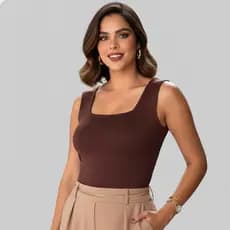 Blusa Regata Decote Quadrado Básica Feminina Verão Outono Inverno Alça Grossa Moda Blusinha Top Dia a Dia Academia
