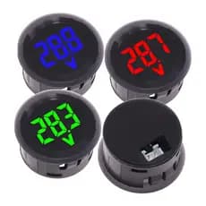 Voltímetro Display Redondo 5v~100v DC Medidor de Tensão