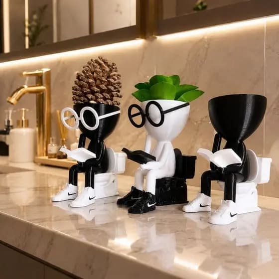 Vaso decorativo Robert plant no banheiro privada 13cm diversas cores