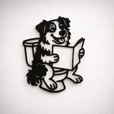 Placa dog na privada / decoração para banheiro 3D 22cm