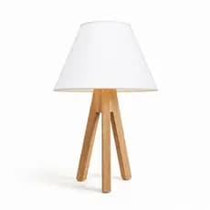 Abajur Tripé Madeira com Iluminação Difusa para Ambientes Compactos