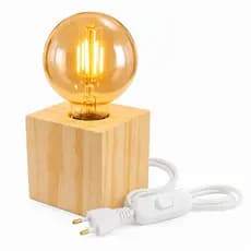 Abajur Cubo cerejeira ou imbuia Rústico Madeira Luminária Retrô Decorativa