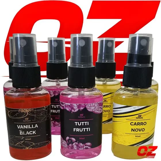 Cheirinho para Carro Spray–Aromatizador Vanilla Black - Baunilha Amadeirada/Carro Novo/Tutti Frutti