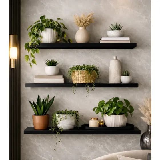 Prateleira Preta 40cm Moderna – Nicho Decorativo de Parede elegante 100% mdf