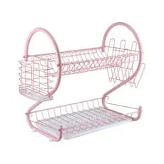 Escorredor de Louça Rosa Inox Grande Luxo Organizador de Pia Rosa Metal Escorredor