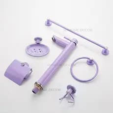 Acessórios de Banheiro Lilás Rosa Metal Torneira Saboneteira Inox Lilás Toalheiro Lilás Roxo