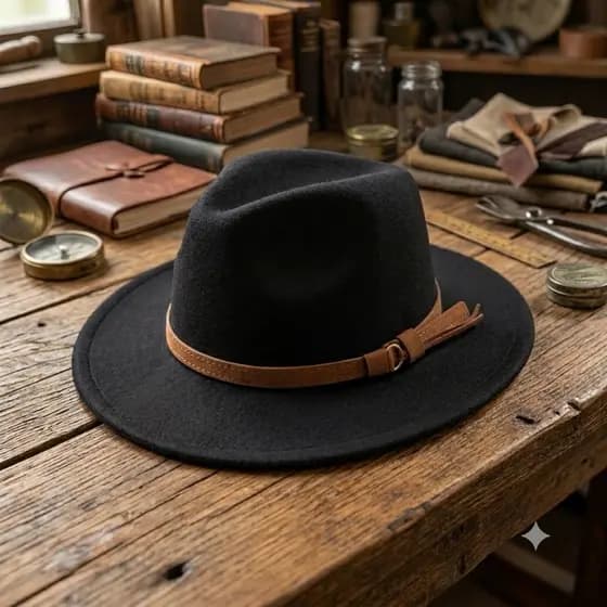Chapéu Bone Fedora Country Preto Aba Média Unissex Estilo Vintage Social Casual Premium