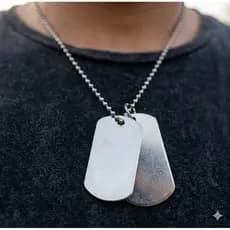 Corrente Prata Masculino Militar Placa Colar Lisa Dog Tag