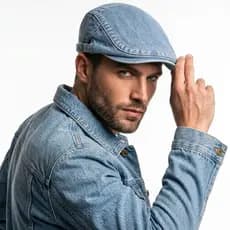 Boina Jeans Masculina Ajustável Estilo Vintage Retrô Chapéu Casual Denim Unissex