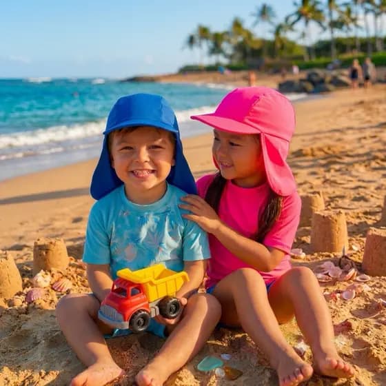 Boné Chapéu Infantil Proteção Solar UV Praia Piscina Chapéu Com Proteção de Nuca Menino Menina Verão Infantil Pescador