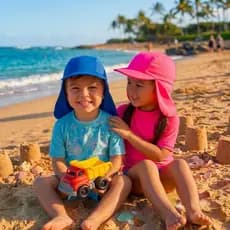 Boné Chapéu Infantil Proteção Solar UV Praia Piscina Chapéu Com Proteção de Nuca Menino Menina Verão Infantil Pescador