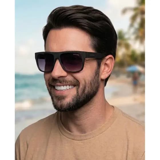 Óculos Masculino Premium Preto Quadrado Proteção UV Estilo Casual Elegante