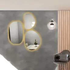 Espelho Orgânico Com LED sem fio Pilha/bateria, KIT 3 unidades Composição Decoração Chique Luxo