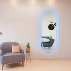 Espelho Com Led Touch Oval Corpo Inteiro Jateado Com LED Super Luxo Decoração Moderna