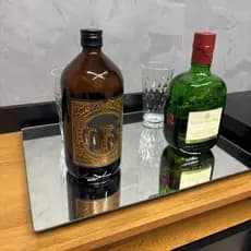 Prateleira Bandeja Espelhada De Vidro  Decorativa em Para Sala Escritório Banheiro Casa e Cozinha