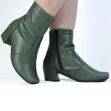 Coturno Feminino Bota de Zíper com Saltinho Baixo Fácil Calce Praticidade