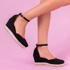 Anabela Fechada Feminina Espadrille Salto Médio Plataforma