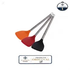 Espatula Silicone Premium Cabo Inox Utensílio Multiuso para Cozinha Altas Temperaturasuras e Com Gancho