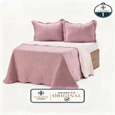 Colcha Queen Ultra Lisse 2,30x2,50m Porta Travesseiros Lisa Premium Rolinho
