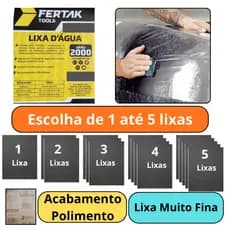 Lixa 2000 D'água Grão Escolha de 1 à 5 folhas Polimento Lixamento Acabamento fina Farol Plástico