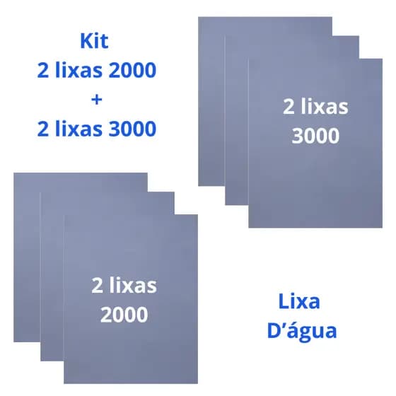Lixa 2000 3000 Kit 2 ou 3 Folhas Cada Grão D'água Polimento Farol Acabamento Plático Metal Abrasivos
