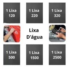 Lixas 120 220 320 500 1500 2500 Kit 1 ou 2 folhas cada Lixamento Polimento Pintura Metal Plásticos