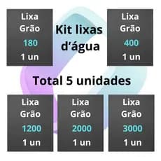 Lixa 180 400 1200 2000 3000 kit 1 2 ou 3 folhas de cada Grão Polimento Farol Licha Plásticos Metal