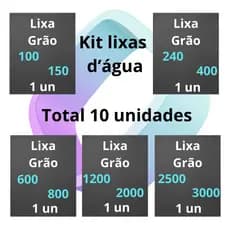 Lixa 100 150 240 400 600 800 1200 2000 2500 3000 kit 1 2 ou 3 folhas cada Grão Polimento Plásticos