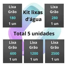 Lixa 180 280 600 1200 2500 d'água kit 1 2 ou 3 folhas cada Grão Polimento Licha água Plásticos Metal