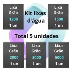 Lixa 1200 1500 2000 3000 5000 kit 1 / 2 / 3 folhas de cada Grão Polimento Farol Licha Plástico Metal