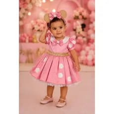 Fantasia infantil Minnie rosa Luxo/Vestido minnie rosa