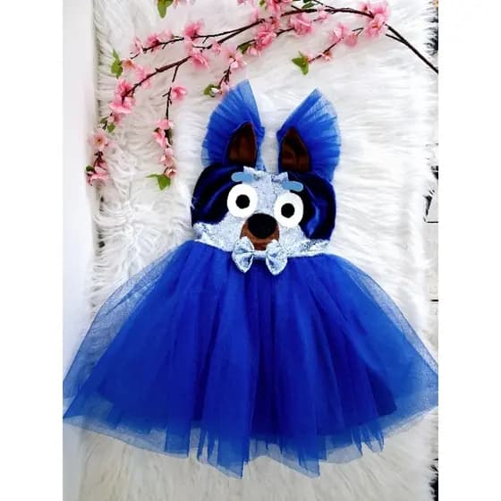 Fantasia infantil Bluey luxo/Vestido Bluey Luxo