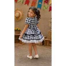 Fantasia infantil vestido xadrez/junino/fazendinha