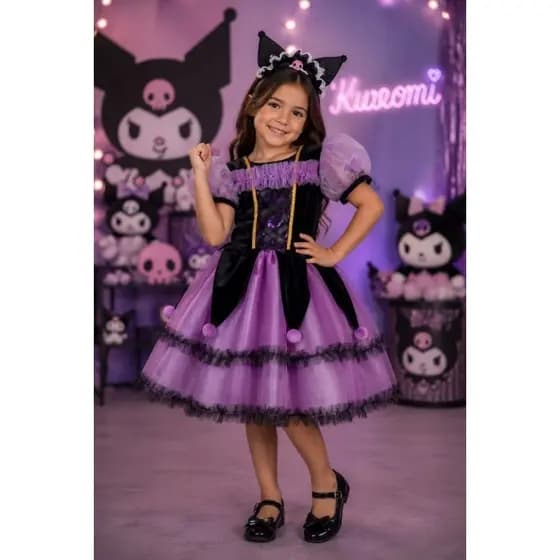 Fantasia infantil Kuromi/hello kit/vestido