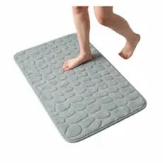 Tapete Banheiro Antiderrapante Com Padrão De Pedras 60x40 - Cinza, Absorve Água