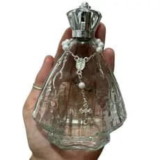 Porta Agua Benta de Vidro Santinha Nossa Senhora com Mini Terço Para Lembrancinhas