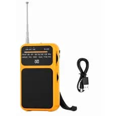 Rádio portátil AM FM, Operado a Bateria, com Antena Telescópica e Entrada para Fones