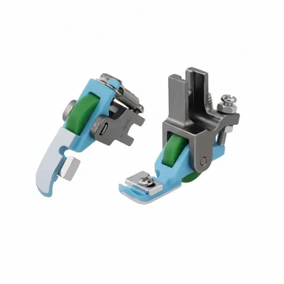 Calcador Regulável para Zíper Invisível e Vivo com Rolete de Teflon Máquina Industrial