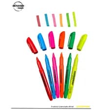 Marca Texto Neon Kit 6 Cores Masterprint Ponta Fixa Texto Escolar Destaque Caneta Grifa Texto