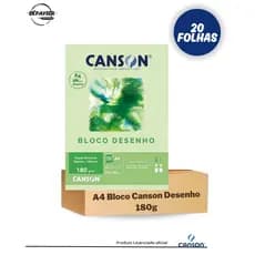 Papel Canson A4 180g 20 Folhas Papel para Desenho Branco Artístico Profissional