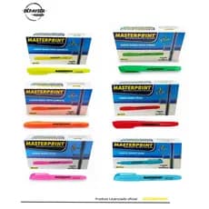 Marca Texto Neon Masterprint 12 Unidades Cores Sortidas Secagem Rápida Escolar