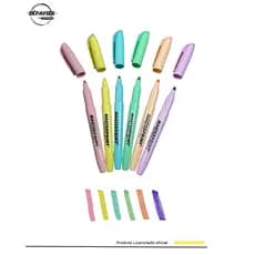 Marca Texto Pastel Kit 6 Cores Masterprint Ponta Fixa Texto Escolar Destaque Caneta Grifa Texto