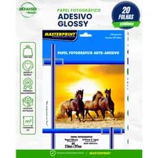 Papel Fotográfico Adesivo A4 130g Branco Glossy Masterprint Premium 20 Folhas Impressão de Fotos