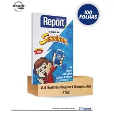 Papel Offset Sulfite A4 100 Folhas 75g Branco Senninha Report Premium Impressão Documentos