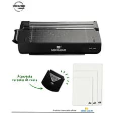 Plastificadora para Plastificação A4 Mecolour Laminadora Refiladora 3 em 1 Arredondador de Canto