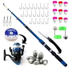 Kit Pesca Completo Vara Telescópica 1,70 + Molinete Micro Com Acessórios
